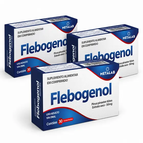 Kit 3 Flebogenol 30 Comprimidos Pinus Pinaster 50mg Original Suplemento Alimentar