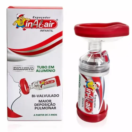 ESPAÇADOR INAL AIR INFANTIL TUBO EM ALUMÍNIO PARA BOMBINHA DE ASMA E MEDICAMENTO AEROSOL