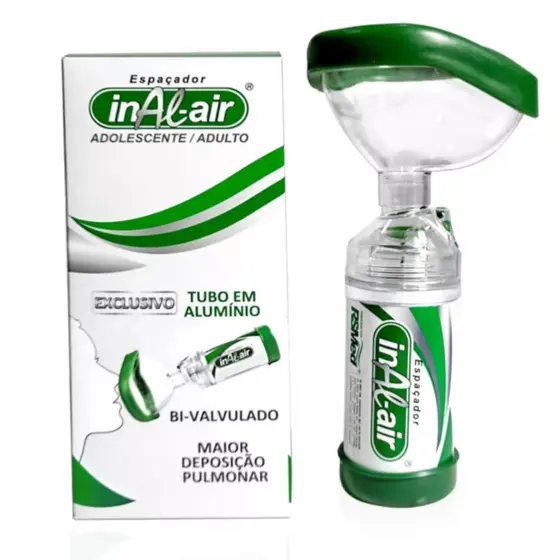 Espacador Ina-air Para Bombinha de Asma Adulto Adolescente Inalador Adulto Tubo Aluminio Rsmed