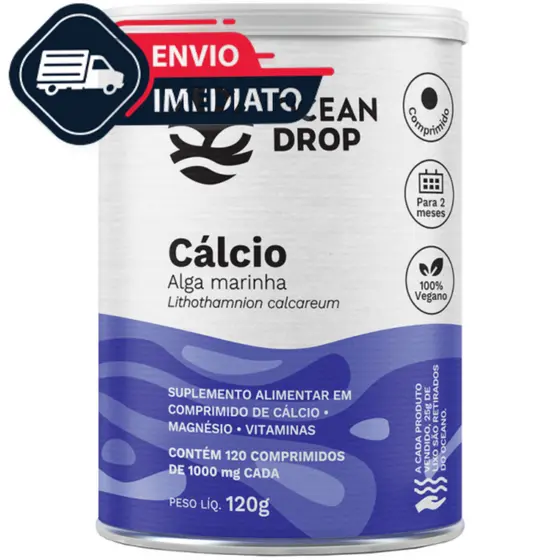 Calcio De Alga No Pote 120 Comprimidos De 1000MG Calcio Ocean Drop