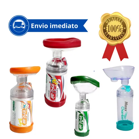 Espaçador Inal-Air RSMed Tubo Alumínio Bombinha de Asma Bronquite Inalador Adulto Infantil Baby