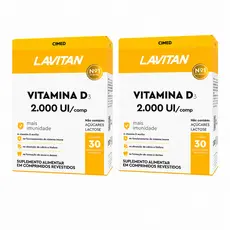 Kit 2 Lavitan Vitamina D 2000 UI 30 Comprimidos Suplemento Alimentar Uso Diário