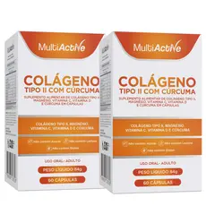 Saude Articular Kit 2 Colageno Tipo 2 Multiactive Curcuma Magnesio Vitamina C D 120 Caps Articulação