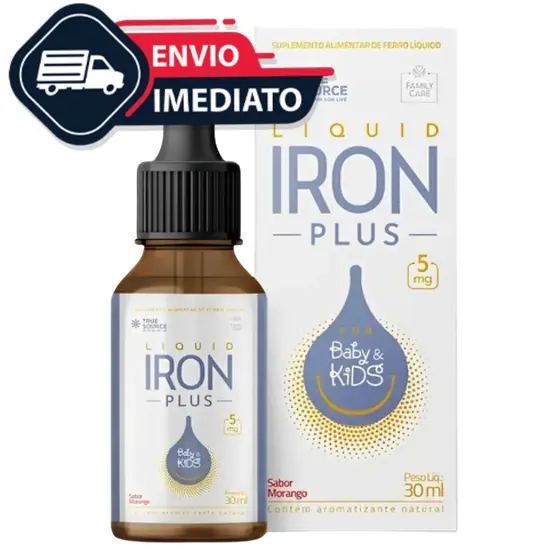 Iron Plus Suplemento Alimentar  Ferro Infantil Liquid For Baby & Kids Sabor Morango 30mL True Source