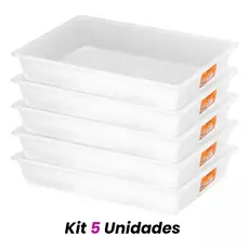 kit 5 BANDEJAS PLASTICAS 737 BRANCA PARA AÇOUGUE MULTIUSO  7.5 L