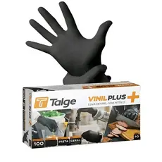 LUVAS VINIL FLEX COR PRETA C/100 UNIDADES - TALGE