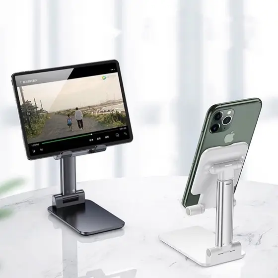 Suporte Para Celular E Tablet Dobrável Ajustável Apoio Mesa