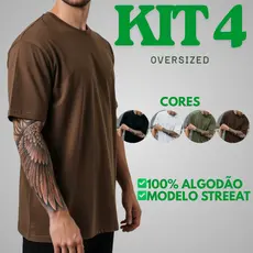 Kit 4 Camisetas Oversized StreatWear 100% Algodão