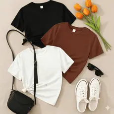 Kit 3 Baby Look Feminina Básica 100% Algodão Premium Conforto e Estilo para o Dia a Dia