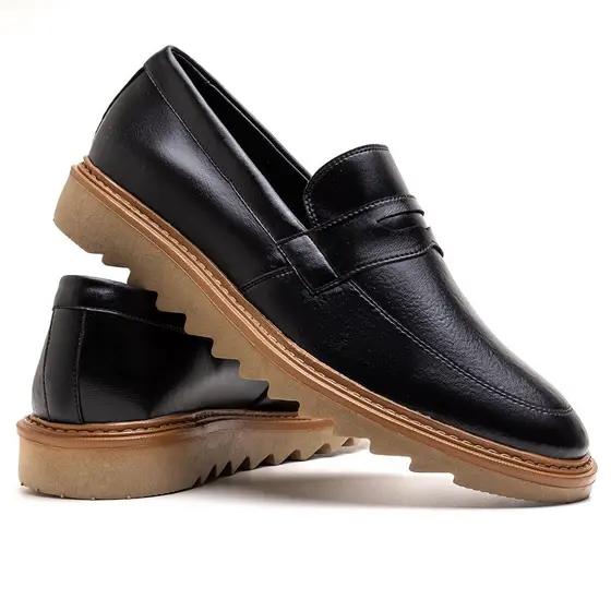 Sapato Masculino Mocassim Loafer Elegante Slip On Solado Tratorado Borracha