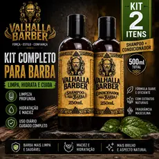 Kit Condicionador e Shampoo Para Barba Valhalla 250ml Profissional
