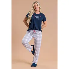 Pijama Manga Curta Feminino Inverno Adulto Calça - All You Need Is Love