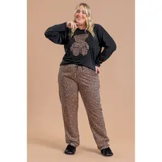 Pijama Longo Feminino Inverno Plus Size Adulto Calça - Urso Animal Print