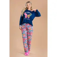 Pijama Longo Feminino Inverno Adulto Calça - Borboletas