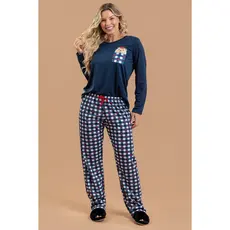 Pijama Longo Feminino Inverno Adulto Calça  Ursinha No Bolso