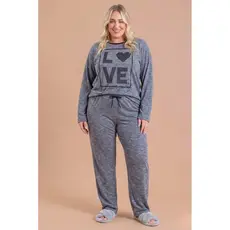 Pijama Longo Feminino Inverno Adulto Plus Size Love