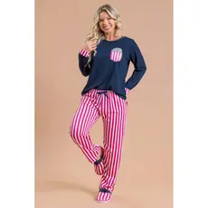Pijama Longo Feminino Inverno Adulto Calça - Pipocas No Bolso