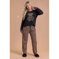 Pijama Longo Feminino Inverno Adulto Calça - Urso Animal Print