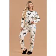 Pijama Longo Feminino Inverno Adulto Calça - Borboletas