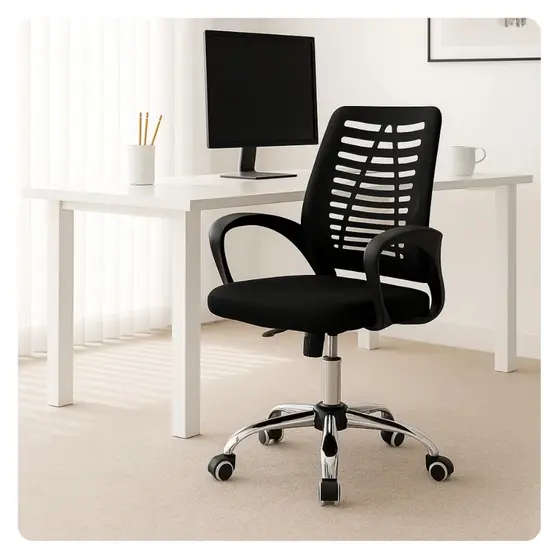 Cadeira Escritório Ergonômica Encosto Tela Mesh Giratória Preta