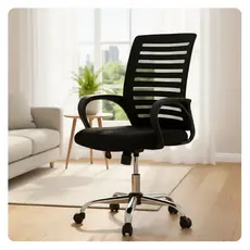 Cadeira De Escritório Giratória Diretor Base Cromada Estofado Mesh Office Preto