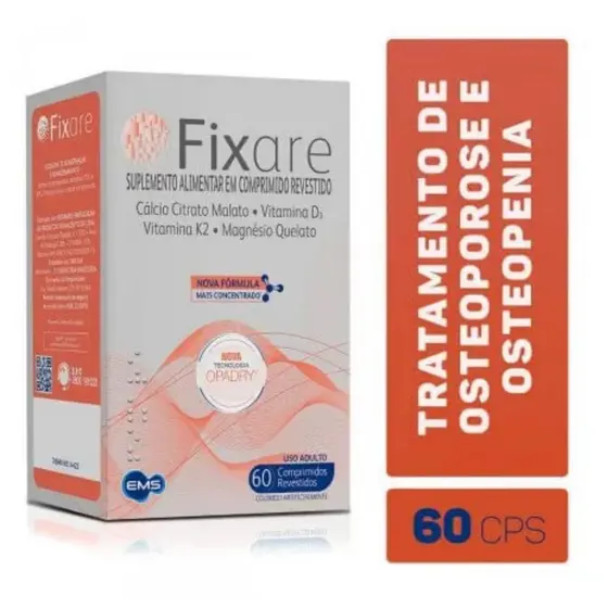 Suplemento Alimentar Fixare Cálcio Malato+Vit D3+Vit K2+Magnésio Quelato 60 Comprimidos Revestidos
