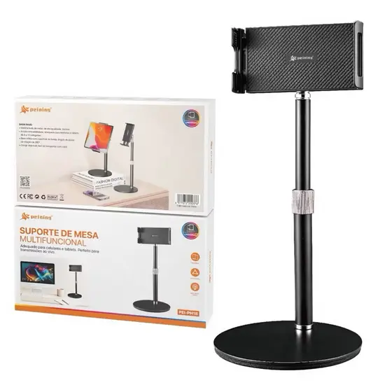Suporte De Mesa Multifuncional Para Celular E Tablet Ajustável E Giratório 360 graus