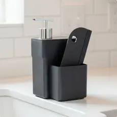 Dispenser Detergente Sabão Para Cozinha Pia Porta Detergente E Esponja Com Rodo Suporte Para Detergente E Bucha Luxo