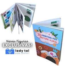 Livro Para Caneta Impressora 3d Infantil Album de Pintura Gabarito Refil Filamento Pla