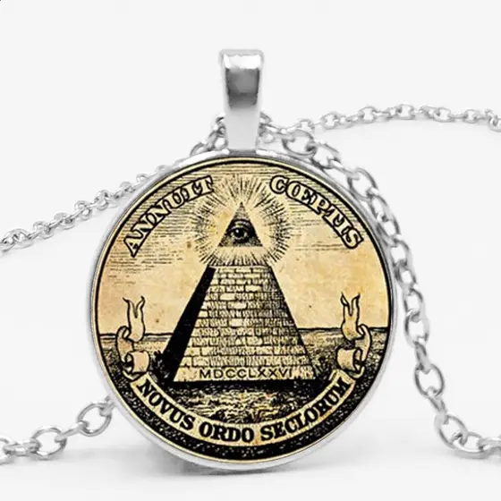Corrente Pingente Olho Hórus Rá Udyat Símbolo Illuminati Aço ordem secreta maçom compasso