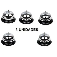 KIT 5 Campainha De Mesa Sino Sineta P/ Recepção Restaurante Balcão, TIMTIM, PIZZARIA, MARMITA, LANCHONETE, IDOSO