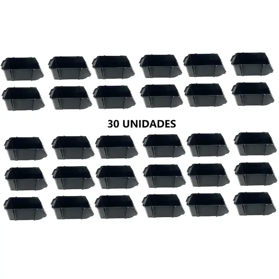 Caixa Bin 5 Kit 30 Para Peças Gaveta Preta