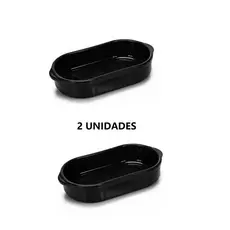 KIT 2 TRAVESSA MARROM 750 ML PLASTICA ALACARTE CERAMICA PORCELANA, GROSSA, RESISTENTE ASSADEIRA OVAL COR BARRO, PORÇÕES