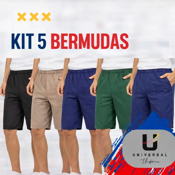 kit com 5 bermudas de Brim REFORÇADAS