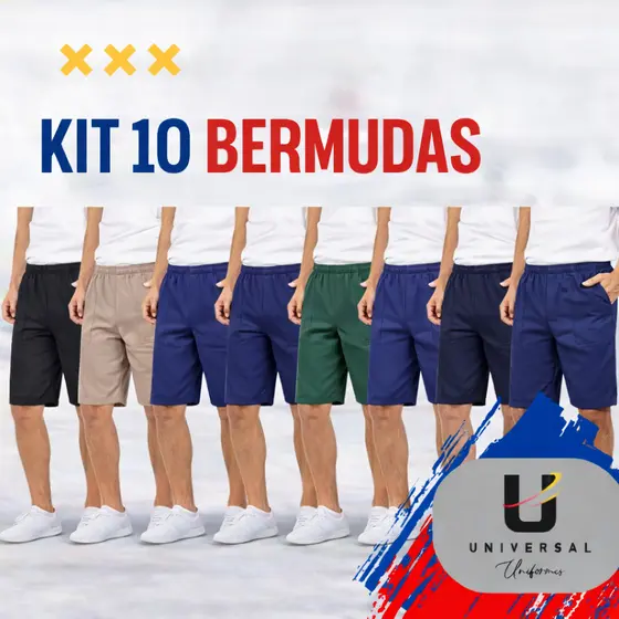 kit com 10 bermudas de Brim REFORÇADAS