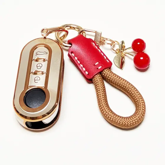 Para Fiat Key Fob Capa 500 Linea 3 Botões Filpping Smart Remote Auto Case Com Chaveiros Adições Soft TPU