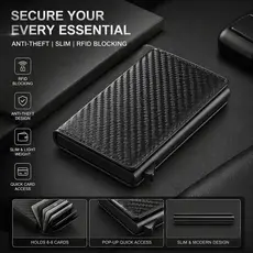 1Pc Carteiras Fibra De Carbono Porta-Cartões Masculina Marca Preta Mágica Tripla De Couro