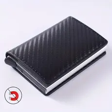 2Kit Carteiras Fibra De Carbono Porta-Cartões Masculina Marca Preta Mágica Tripla De Couro