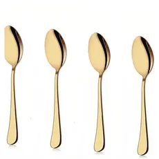 Kit 6 LouçA De Aço InoxidáVel Colher De Sobremesa Dourada / Luxuoso