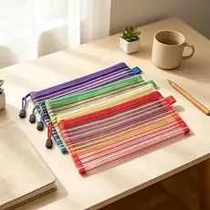 30 Peças Estojo Multiuso Bolsinha Nylon Colorido Necessaire 12x23cm Promoção