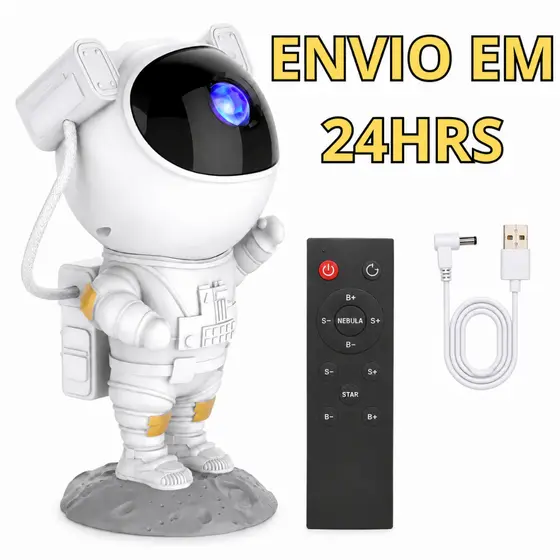 Projetor Galáxia Astronauta Controle Remoto Efeito Nebulosa Estrela Rotação 360 Cabeça Magnética USB