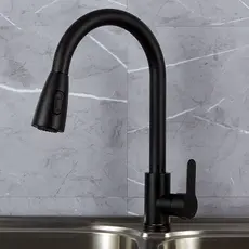 Torneira Cozinha Gourmet Misturador Monocomando Preto Fosco De áGua Quente Fria úNico Buraco