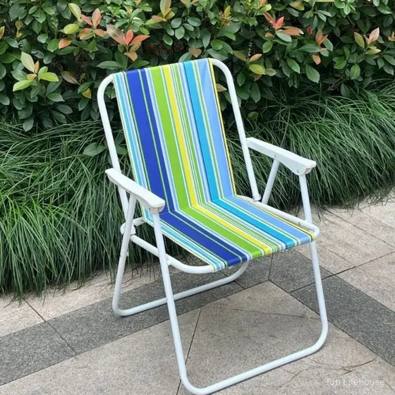 1 Kit Azul/Verde Cadeiras dobráveis de praia Praia Varanda Alta Cadeira Aço dobrável e fácil de carregar Promotion