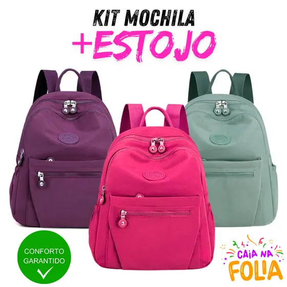 Kit Mochila + Estojo de Nylon Leve - Look de Moda Carnaval 2025