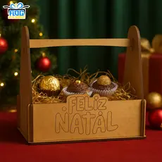 Kit Cesta Lembrancinhas DecorativaS de NATAL - Feliz Natal - Centro De mesa Natalino MDF / Decoração - PAPELARIA