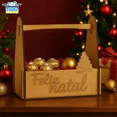 Kit Cesta Lembrancinha Decorativas de NATAL - Feliz Natal - Centro De mesa Natalino MDF / Decoração - PAPELARIA