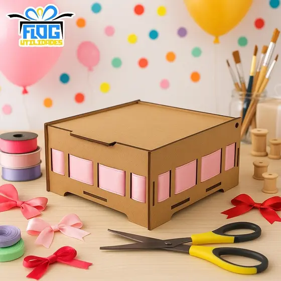 Kit  Caixas 10x10x03CM -13x13x04CM - 16x16x05CM Passa Fita De Cetim Tampa Articulada Lembrancinhas MDF Caixa De Presente