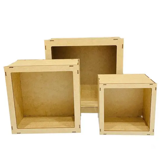 kit Nichos decorativos conjunto com 3 nichos 100% MDF quadrado para Quarto, Sala, Banheiro, Cozinha