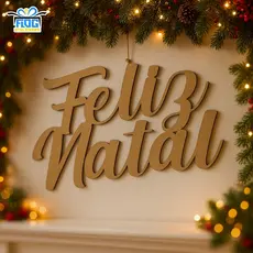 Palavra Feliz Natal MDF Decorativo Letreiro Festa Parede