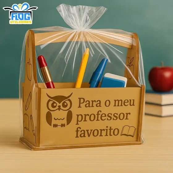 Kit Caixa MDF Porta Canetas Estojo Para o meu Professor Favorito Presente para Professores e Escolas - Papelaria
